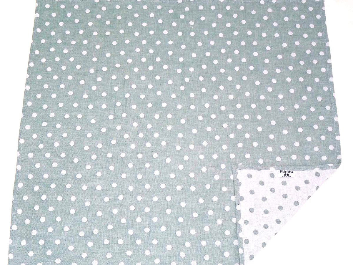 Biciclette Jacquard doubleface dots donker mint met wit (dubbelzijdige mousseline katoen) - Afbeelding 3
