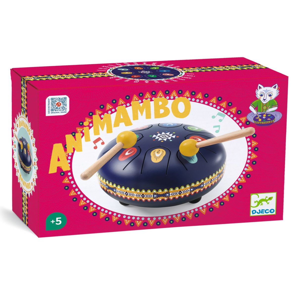 Djeco Blauwe Metalen trommel 8 Tonen - Afbeelding 2