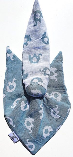 Biciclette Antroposofische Knuffeldoek Eco-Katoen Groen Wit Olifant