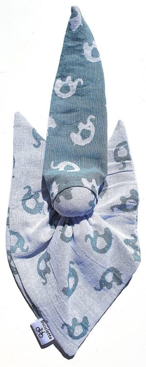 Biciclette Antroposofische Knuffeldoek Eco-Katoen Wit Groen Olifant