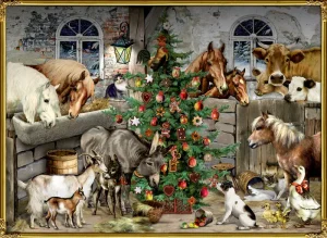 Nostalgische Kerst met de dieren in de stal