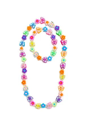 Set van ketting en armband met fladderende bloemen
