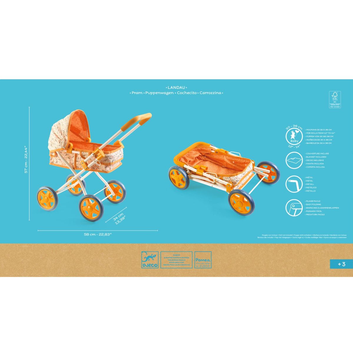 Djeco Poppenwagen 57 cm - Afbeelding 4