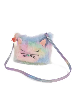 Regenboog pluizige kattentas